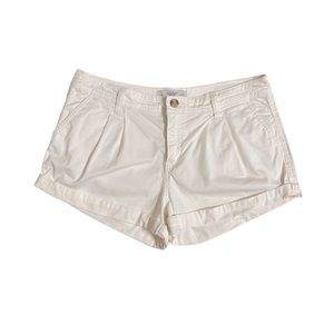Abercrombie & Fitch White Shorts with Pleated Design